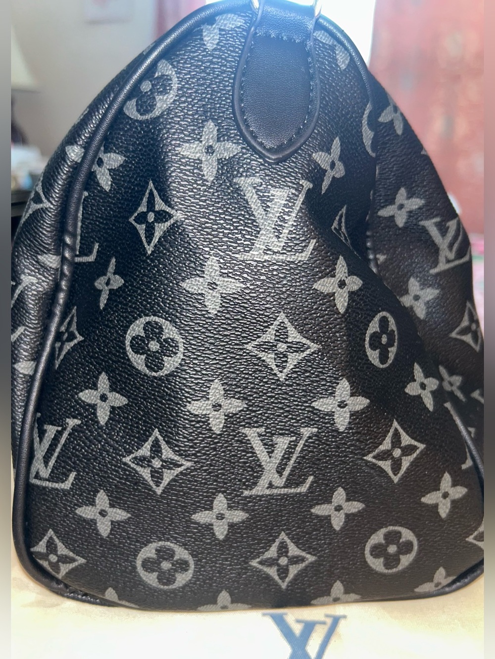 Inspired Louis Vuitton Black & Gray Monogram Canvas Satchel - Picture 4 of 7
